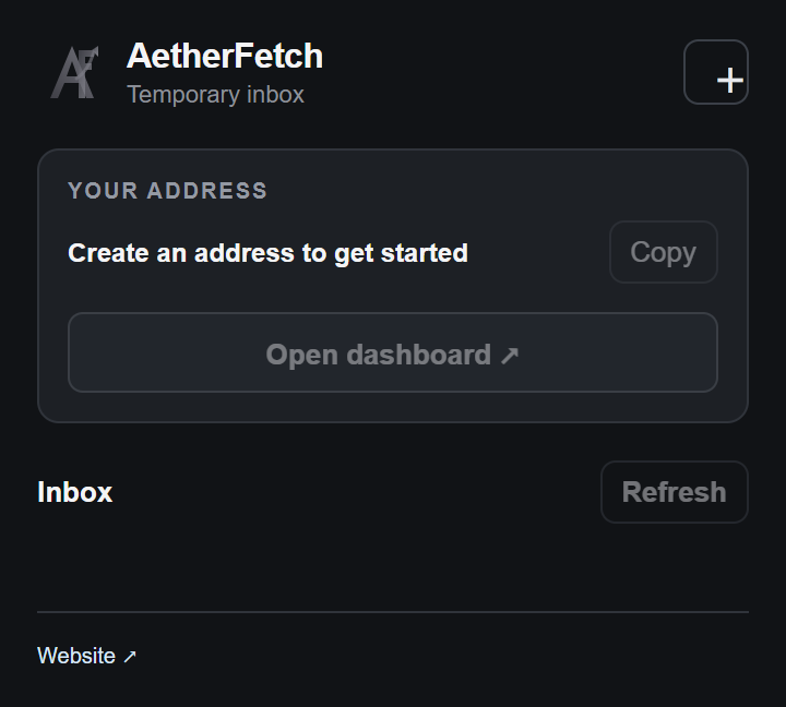 AetherFetch — temporary inbox extension interface